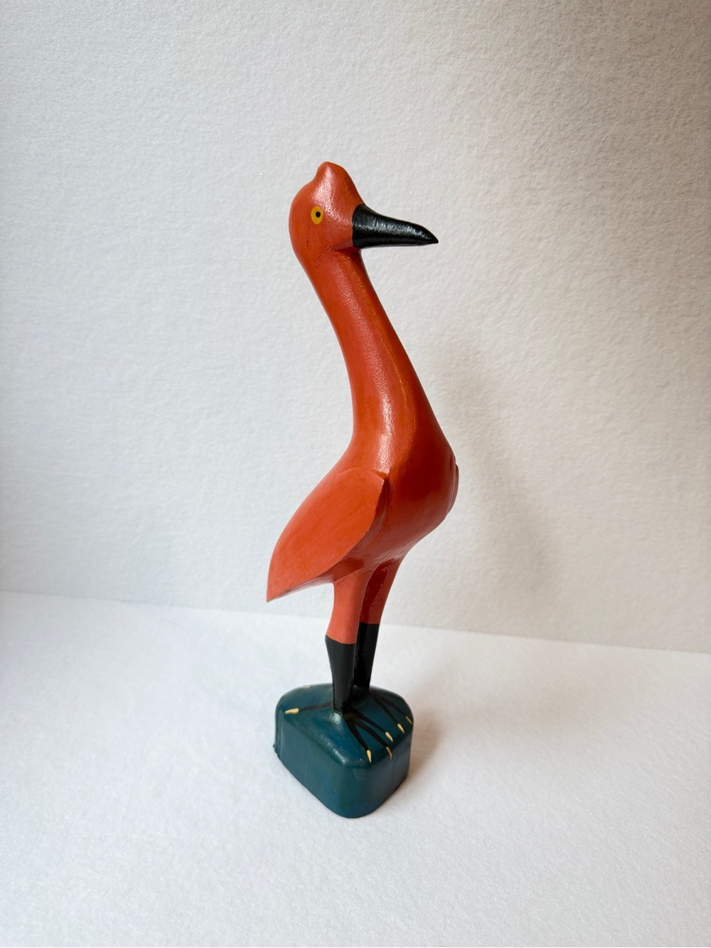 Vintage Wooden Pink Shorebird Hand Carved and Hand Painted